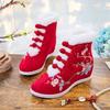 Winter Warm Snow Boots for Women Platform Slip On Faux Fur Lining Ankle Booties Shoes Women's Comfortable Embroidered Fleece Lined Walking Short Boots