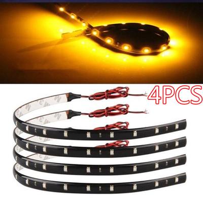 30 cm Moda Turuncu Amber Su Geçirmez 15LED Esnek Araba Izgara Şerit Işık Lamba Ampul(5 Renkler)