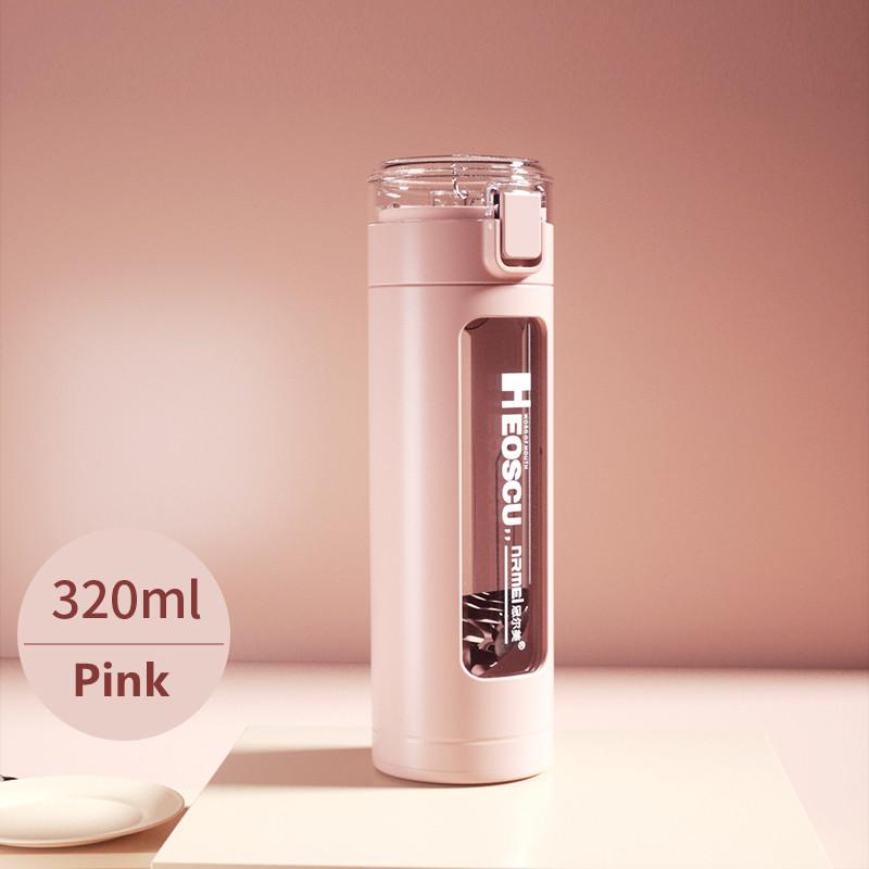 

Double Portable Glass Water Bottle with Plastic Enclosure, Kawaii Cup, Tumbler with Straw, Gifts for Girls, Milk, Coffee, Juice 500ml