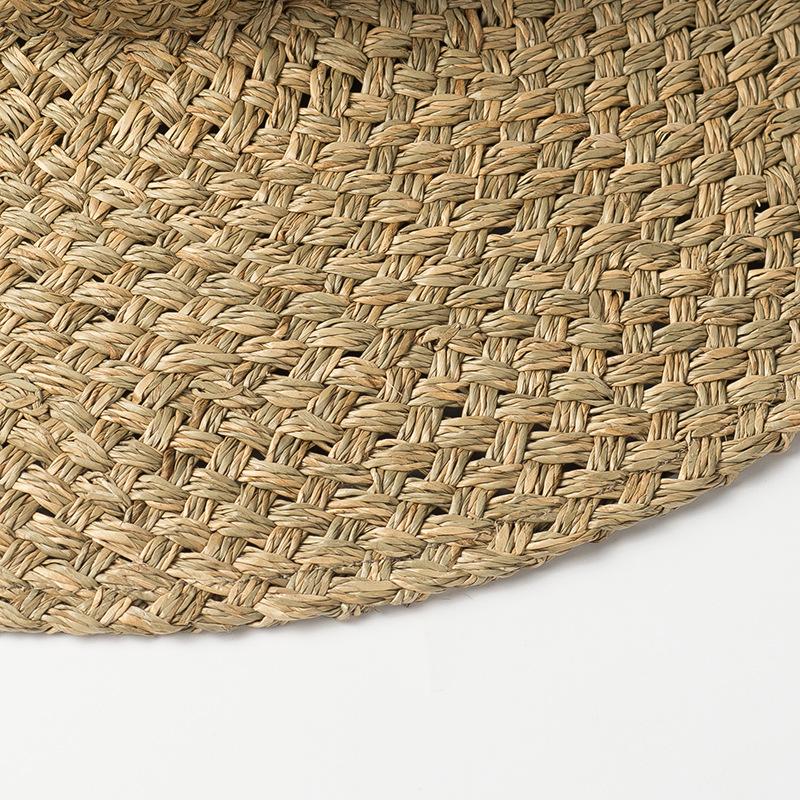 Spring and Summer New Hand-woven Seaweed Flat-top Straw Hat for Men and Women Outdoor Travel Sunscreen Beach Sunshade Flat-top Hat