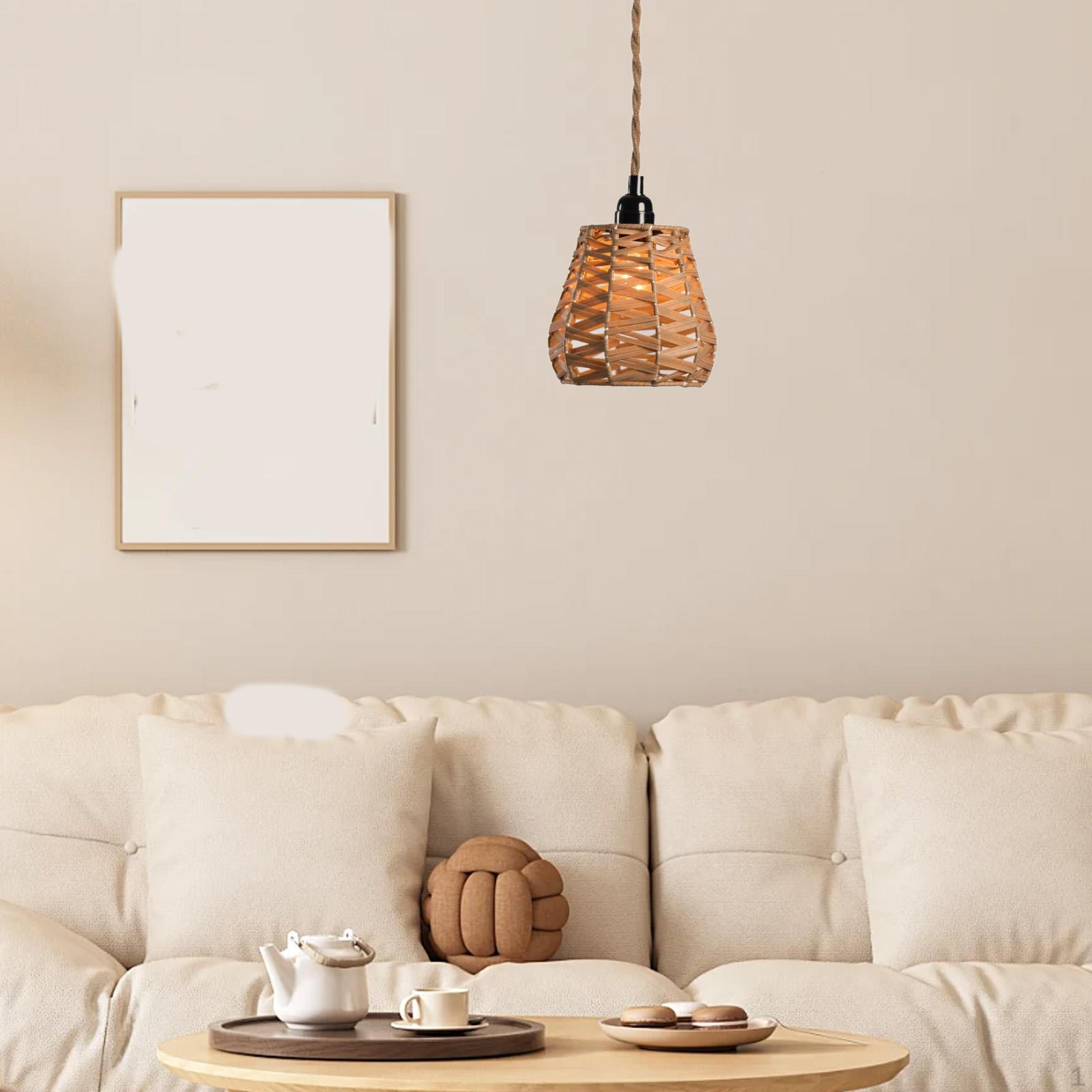 

Абажур из искусственного ротанга в стиле бохо, подвесной светильник в деревенском стиле для спальни Style A