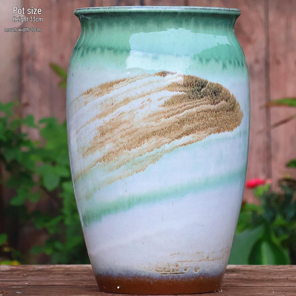 Handmade Large Ceramic Pot for Succulents & Orchids - Breathable, Coarse Pottery Bonsai Planter