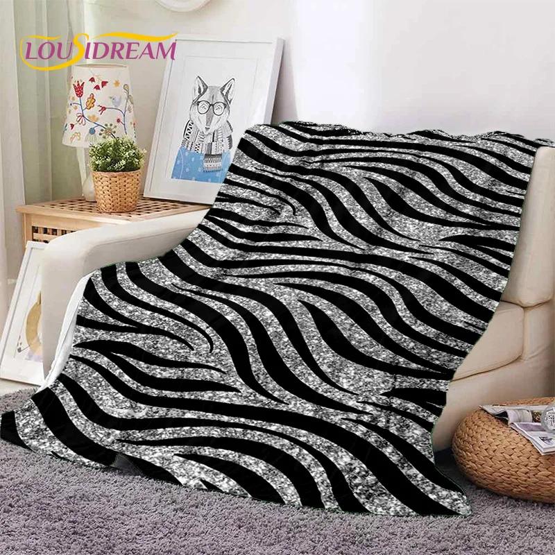 Manta de Franela Suave con Estampado de Rayas de Cebra Coloridas, Leopardo y Tigre, Manta de Tiro Cómoda para Picnic, Camas, Hogar