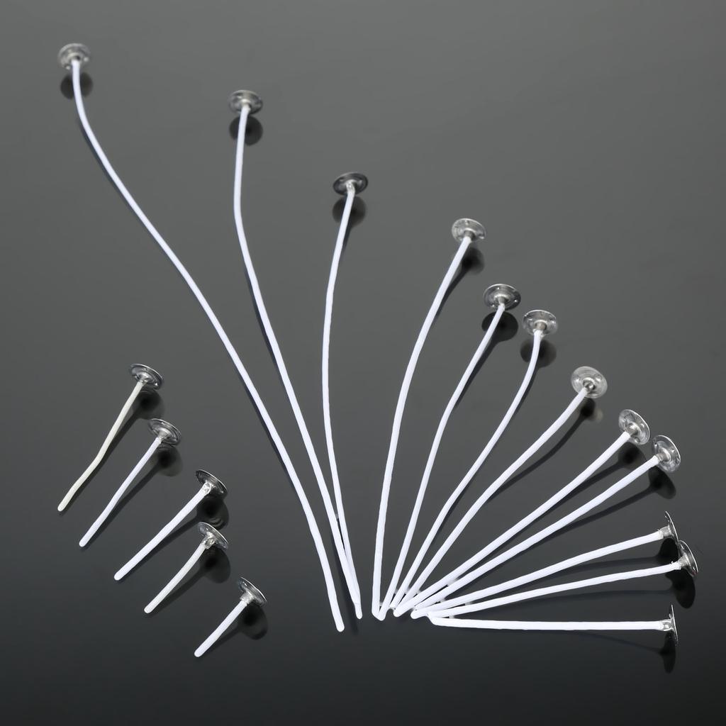 100Pcs Diameter-2mm Length 2.5-30cm Candle Wicks Cotton Core Pre Waxed with Sustainers for Candle DIY Making 17 Sizes Choose