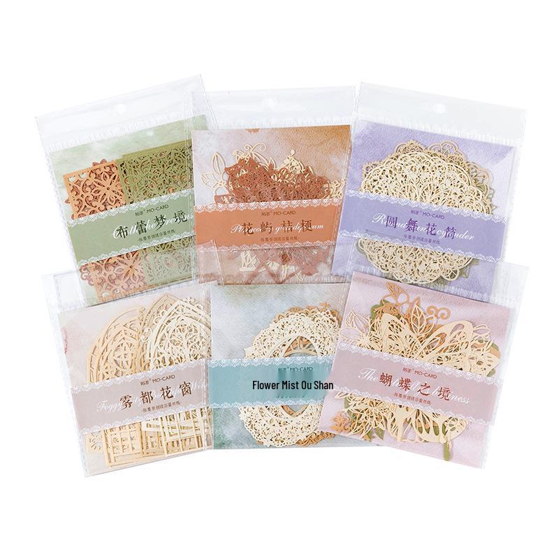 Momo Paper Lace Love Song Series: Hollow Lace Journal Decoration, 10 Sheets/Pack - 6 Stylish Designs