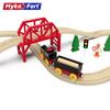 Educational Wooden Toy Rail Car Children Diy Fire Forest Track Bridge Suit Thomas Train