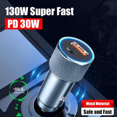 Pd 30w Metal Araç Şarj Cihazı Tip C 100w Usb Ultra Hızlı Şarj Adaptörü Ekranlı Xiaomi Samsung Iphone 14 13 Pro Max 12 11