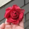 5Pcs 8cm Silk Roses Flower Head DIY Burnt Fabric Hair Flowers  Women Hair Accessories