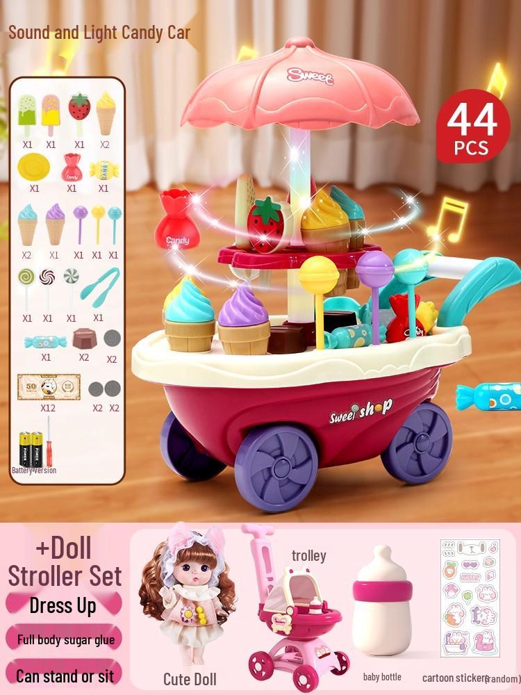 Elsa Princess Doll Stroller & Dress-Up Playset for Girls Age 3-4