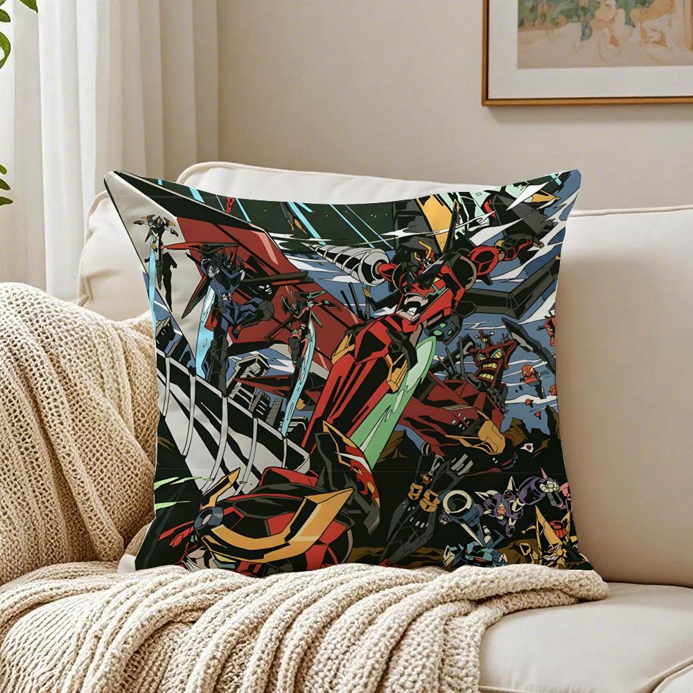 M-Mecha Anime Gurren Lagann Cushion Cover Pillowcase Anti-Dustmite Living Room Sofa Decor Cushion Room