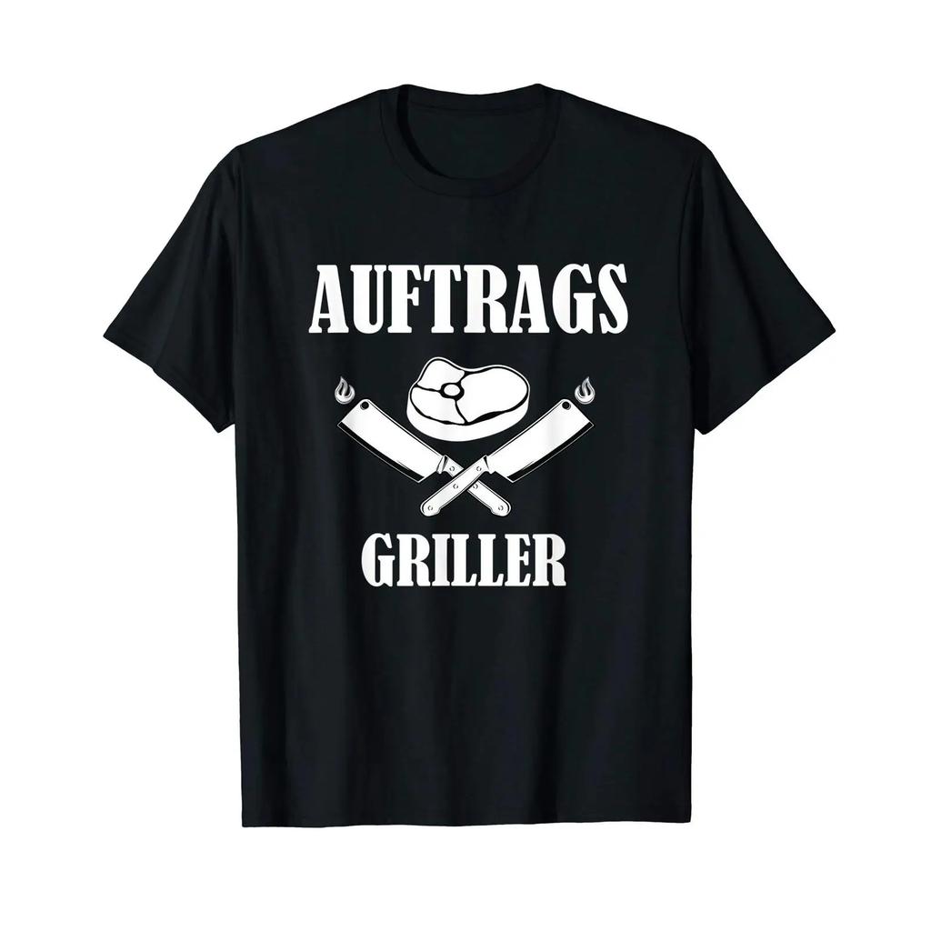 T Shirt With Gerunisex Text Auftragsgriller Language Vintage Slightly Casual Designer Clothes Fashion Soft Breathable Homme