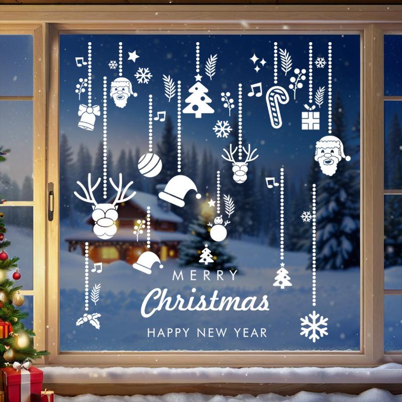Santa Claus Electrostatic Sticker Decorations, Glass Door Stickers, Window Stickers, Festive Atmosphere Scenes