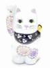 Hyakukaen Kutani Decorative Flower Size 4 Good "Lucky Cat" Purple, (For Fortune)