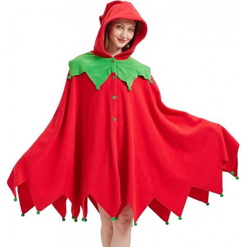 

Накидка костюма рождественского эльфа для взрослых, костюм рождественского эльфа, костюм на Хэллоуин, косплей рождественского эльфа one size fits all красный