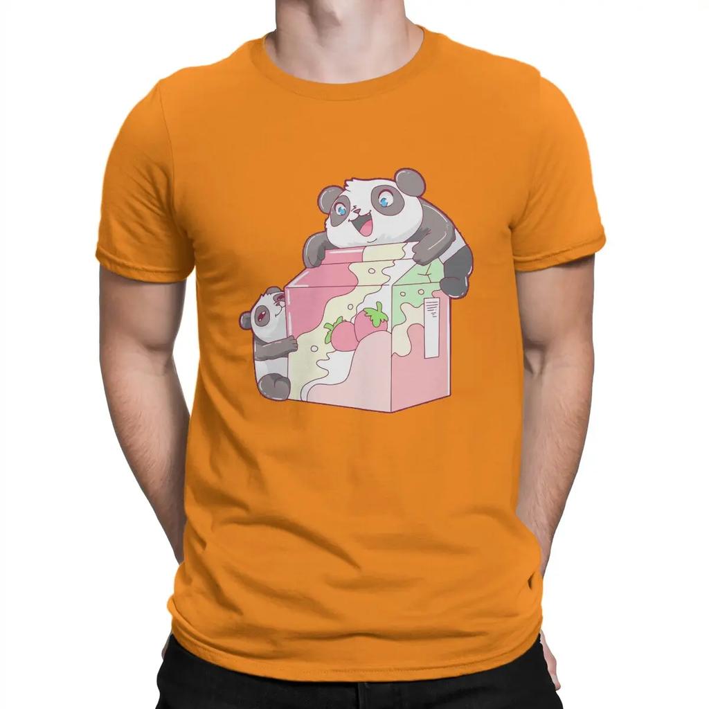 Kawaii Anime Panda Man TShirt Panda Strawberry Milk Kawaii Distinctive T Shirt Harajuku Streetwear New Trend Unisex