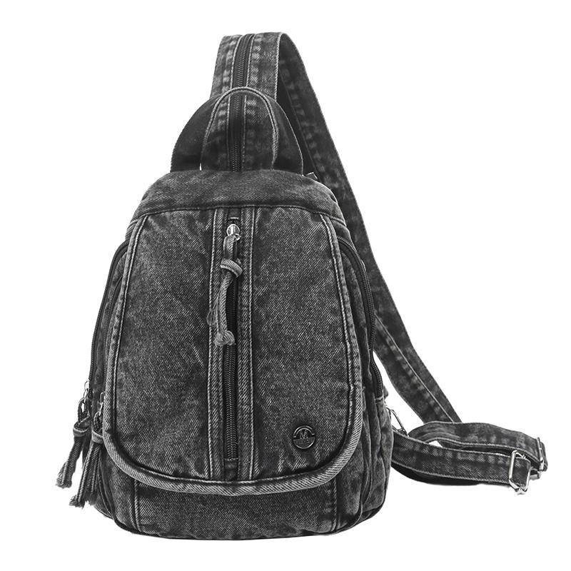 

Vintage Denim Backpack Women s Multifunctional Crossbody Chest Bag Travel Backpack