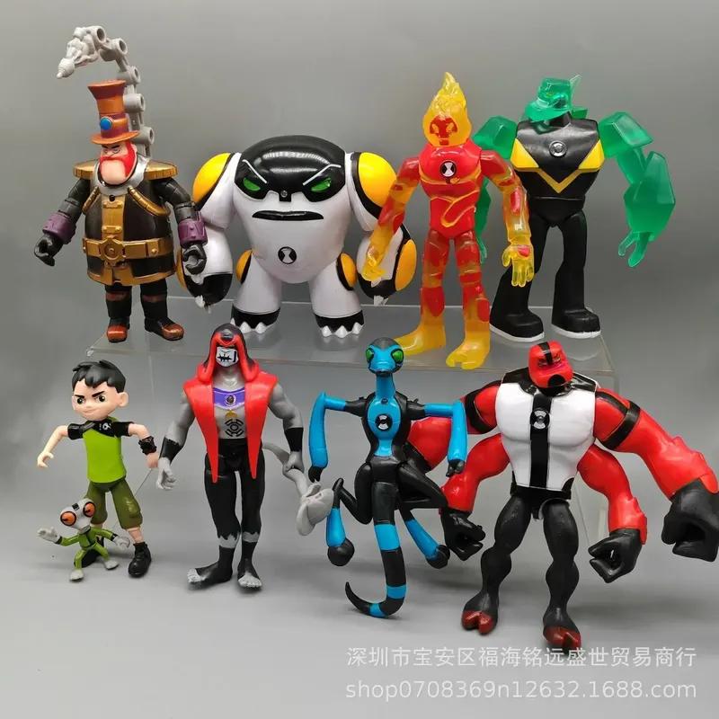 9 Pcs Ben 10 3-12 Figure Ben Tennyson Ben Four Arms Grey Matter Heatblast Model Ornaments Anime Figures Doll Kids Gifts