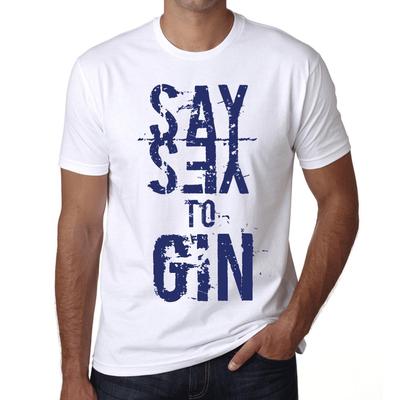Maglietta vintage da uomo Maglietta grafica Dì sì a Gin White