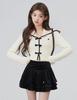 TOWYYO Long Big Short Korean French Beige Women's Cardigan, Sleeve, Ribbon, V-Neck, Striped, Cute, Collar, Length, Fashion, Spring/Autumn, Stylish,