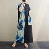 DIMANAF 2025 Summer Plus Size Dress Basic Women Loose Long Vintage New Oversized Floral Dress Maxi