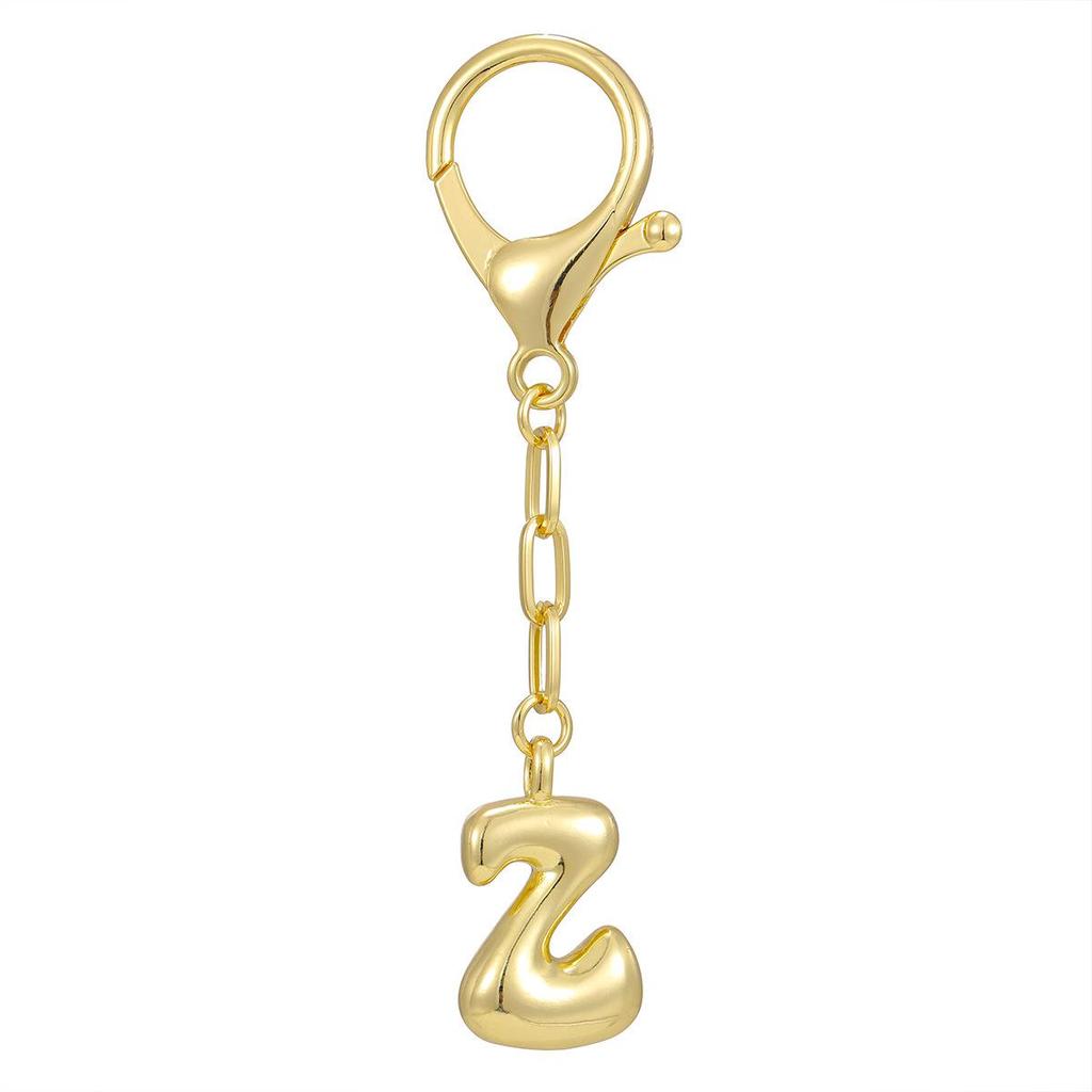 18K Gold Bubble Initial Pendant Keychain