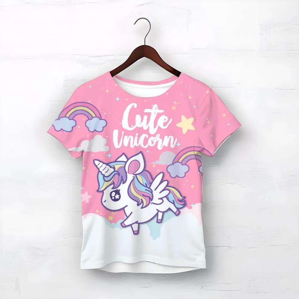 Vysoce kvalitní tričko Smile Unicorn Růžová trička pro dívky Léto 2025 Dětské oblečení Nejlepší dárek k narozeninám pro miminko Dětské topy