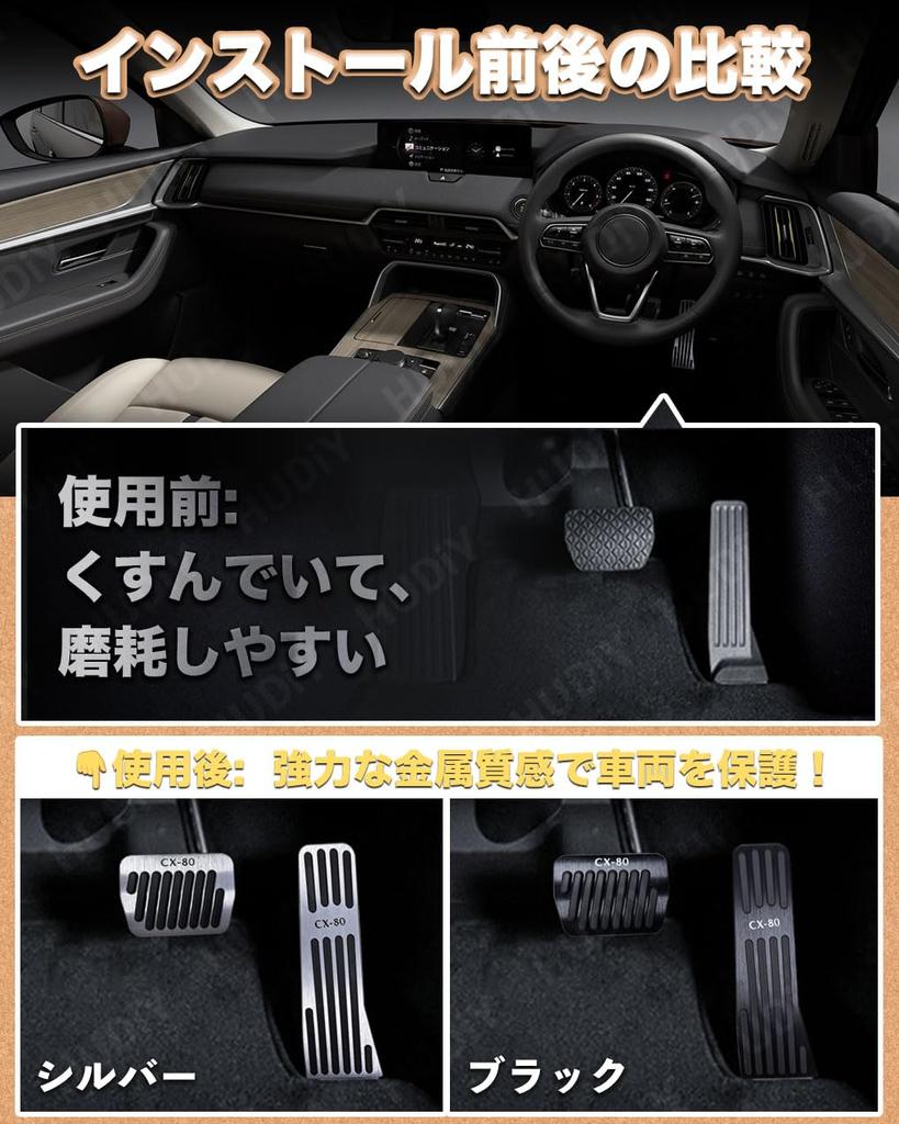 HUDIY Aluminum Pedal Covers for Accelerator and Compatible with 2024 and Aluminum Accelerator and Brake Pedal and Includes Set of 2 CX-80 Brake, CX-80