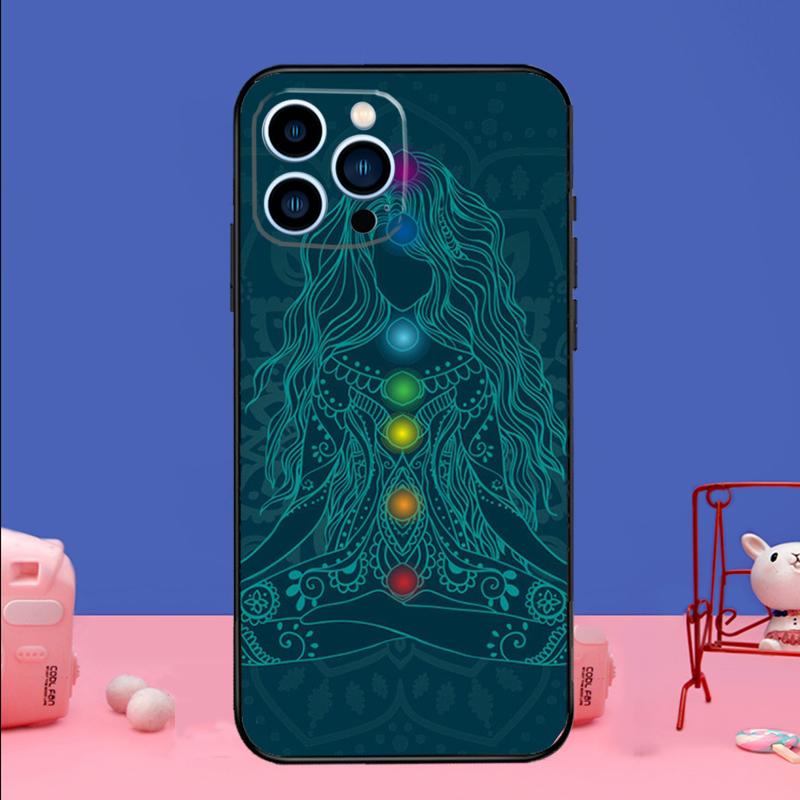 Coque de téléphone Mandala Chakra Yoga Pour iPhone 16 15 14 13 11 12 Pro Max 13 12 mini XR 15 16 Plus 16e Housse Pare-chocs