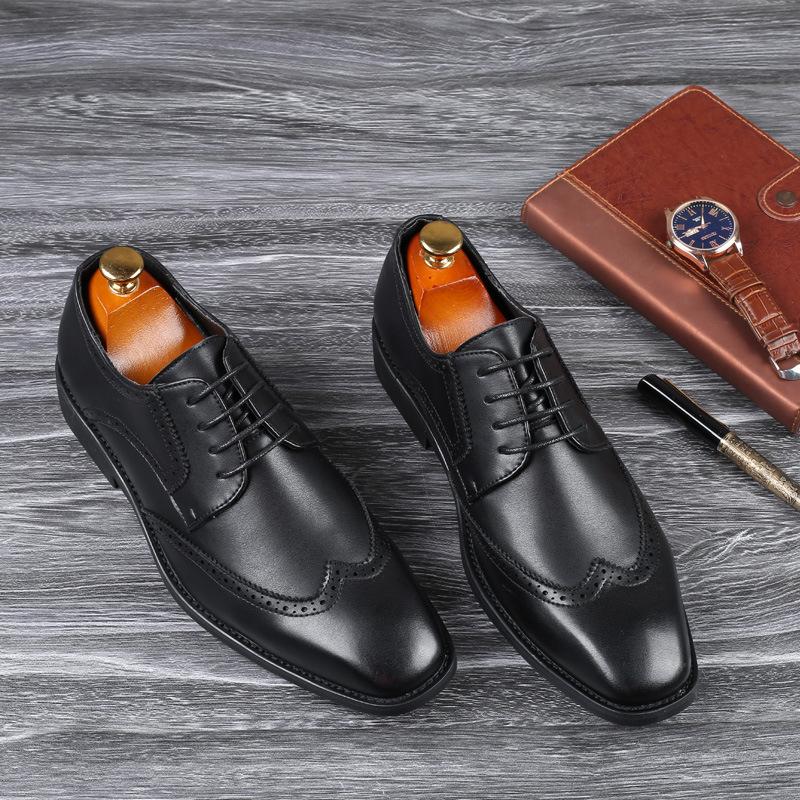 Men's Square-toe Business Formal Leather Shoes Stitched Single Shoes Large-size Fashionable Men's Shoes Chinese-style Men's Comfortable Shoes