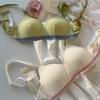 Girls Summer Thin Color Check Pattern Splicing Small Fresh Triangle Cup Small Breast Gathering Underwear