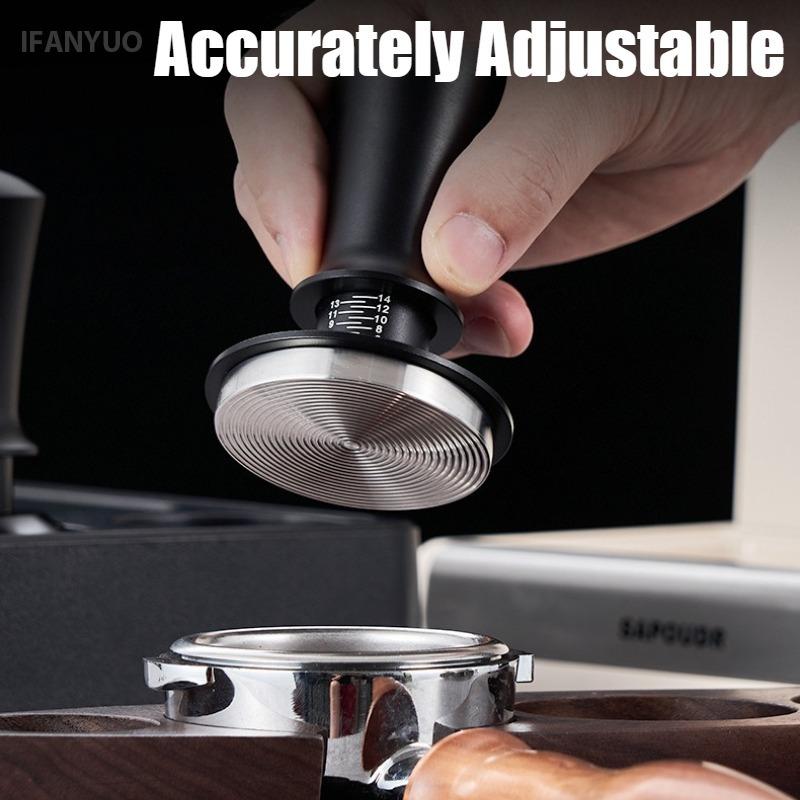 51/53/58MM Coffee Tamper Adjustable Push-type Powder Distributor with Scale Constant Force Powder Press Coffee Tool Accessories