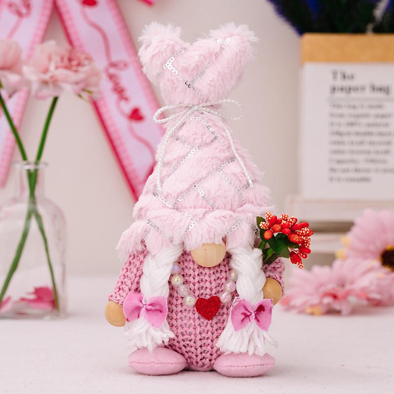 

24th Anniversary Enchanting Forest Plush Dolls Red Heart Hats For Celebrating Love Pink Plush Doll