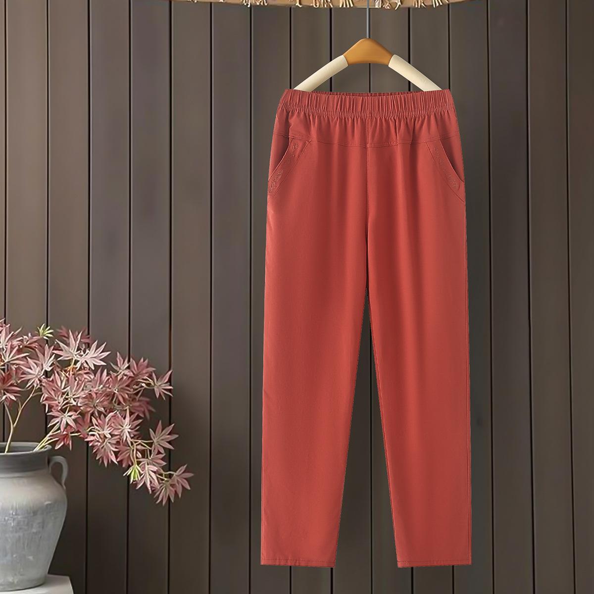 

2026 Versatile Slim-fit Elastic Waist Casual Cropped Pants for Moms and Older Women 4XL (suggested for 125-135 lbs) помаранчевий/червоний
