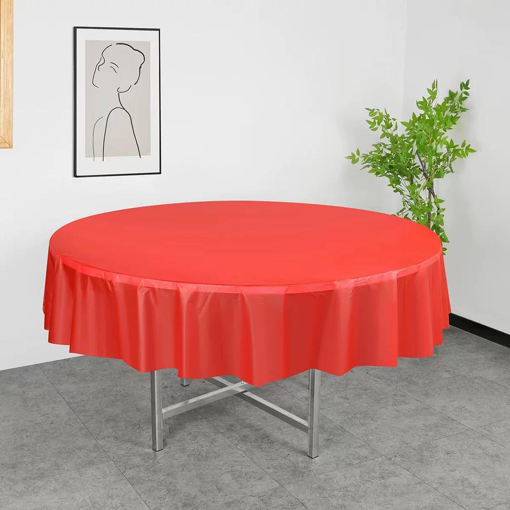4er-Pack Premium Einweg-Plastiktischdecke 84" Runde Tischabdeckung für Geburtstage, Hochzeiten, Weihnachten, Jubiläen
