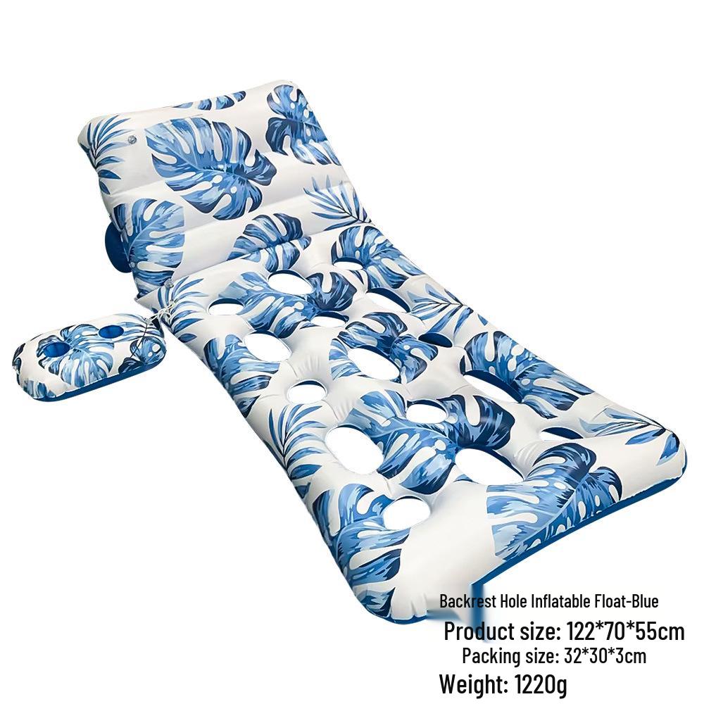 Inflatable PVC Float Recliner: Foldable Striped Swimming Bed
