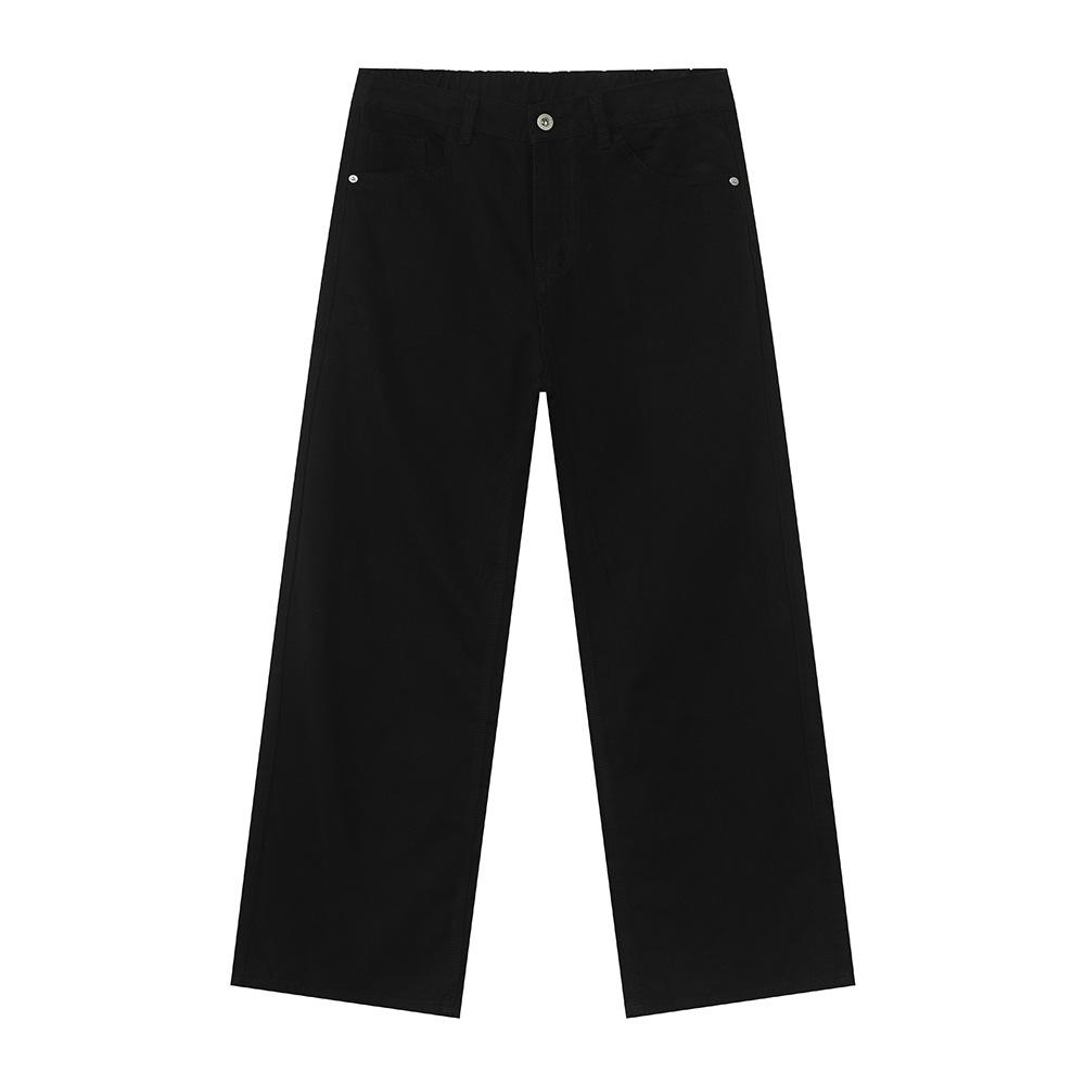 | Einfache einfarbige vielseitige lässige reine Baumwolle lockere gewaschene Jeans