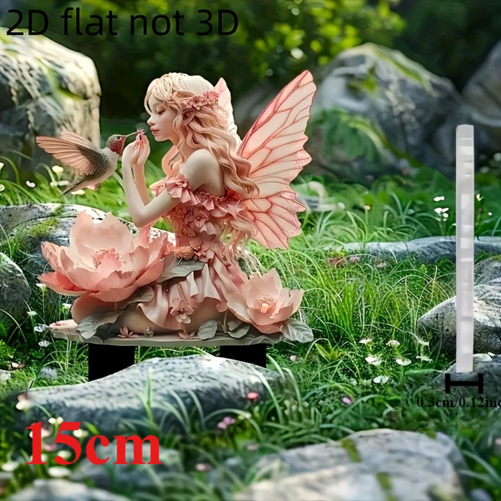 Fata, acrilico piatto 2D, decorazione da giardino, adatto per giardini, patii, prati, feste, regali, Natale, Halloween