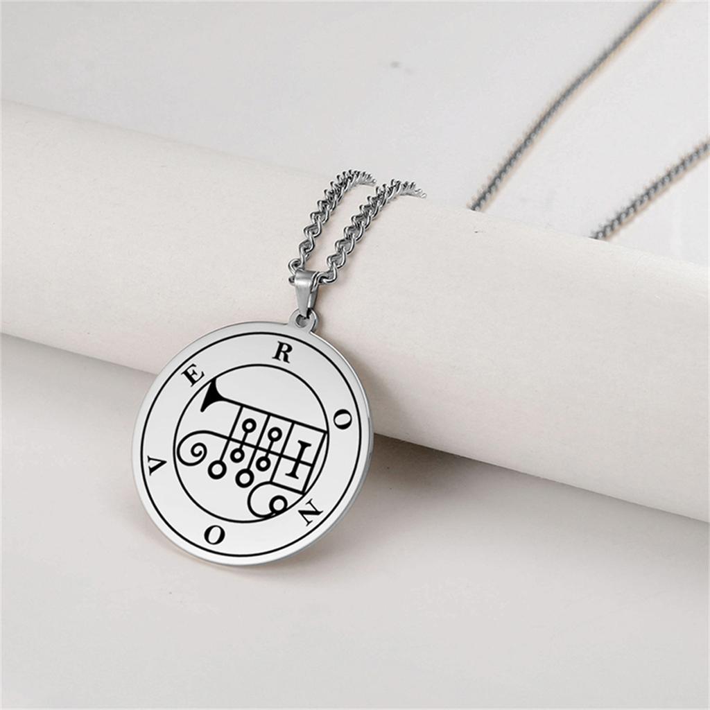 EUEAVAN Vintage Solomon Seal Pendant Necklaces Stainless Steel Silver Color King Asmoday Demon Sigil Amulet Jewelry Gifts