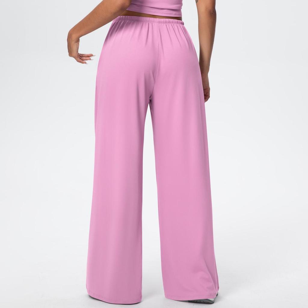 Breathable Wide-Leg Loose Casual Yoga Pants with Elastic Drawstring for Women