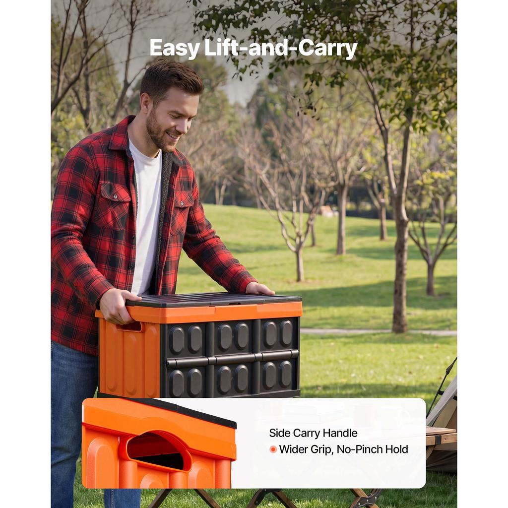SucceBuy 45L Plastic Collapsible Storage Bins 3 Packs with Lids Handles Holds 44 lbs Per Bin Space-Saving for Home Organizing