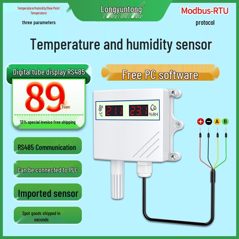 RS485 Temperature & Humidity Sensor Monitor with Modbus-RTU Protocol