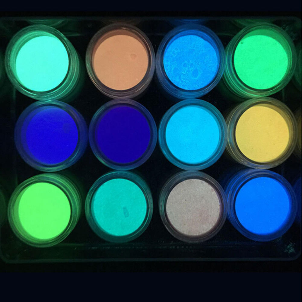 Polvo fluorescente, 3.53 oz de pigmentos luminiscentes profesionales, fotoluminiscencia de color fosforescente, luces de neón de aluminato, noches en pigmentos oscuros (azul cielo