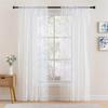 Durable Polyester Lace Window Curtain Floral Embroidered Sheer Rod Pocket Lace Sheer Curtain Door Curtain Living Room Decoration