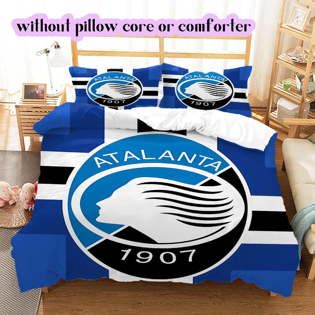 Biancheria da letto con motivo calcistico Atalanta BC, Set piumone Copripiumone Federa Regalo di Compleanno per la Casa (1*copripiumino+2*federe,senza imbottitura)