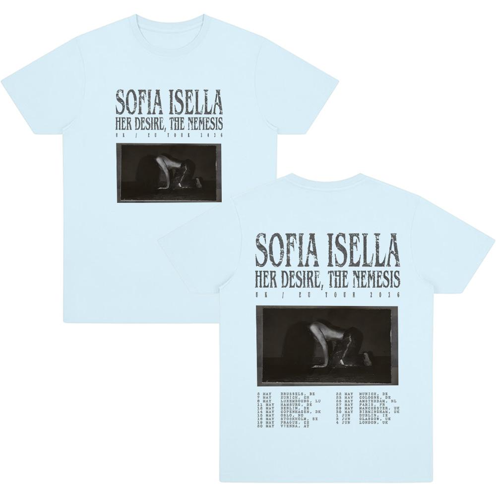 

Sofia Isella Her Desire The Nemesis Tour 2026 T Shirts Women Men Cotton Short Sleeve Tees Gothic Aesthetic Clothing Summer Tops M світло-синій колір
