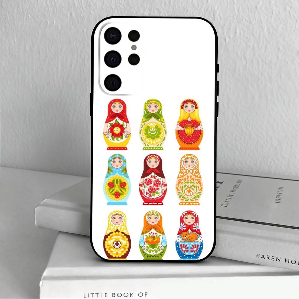 R-Russian Art M-Matryoshka   Phone Case For Samsung S25,S24,S21,S22,S23,S30,Ultra,S20,Plus,Others Soft Black Case