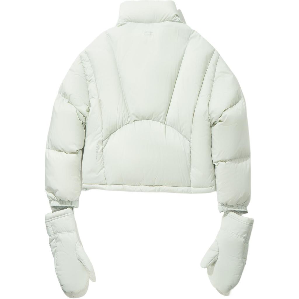 Li Ning Trendy Sports Series Solid Color Stand Collar Zipper Versatile Casual Down Jacket Women Outerwear AYMV480-1