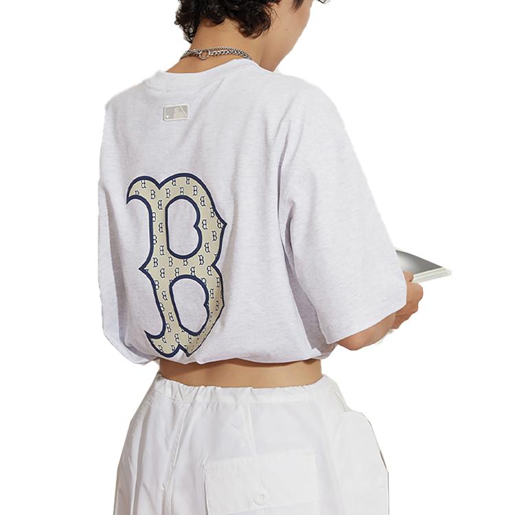 MLB Boston Red Sox Letter Brand Logo Pullover Crew Neck Short Sleeve T-Shirt Unisex T-Shirt Light-Gray 3ATSM0233-43MGL