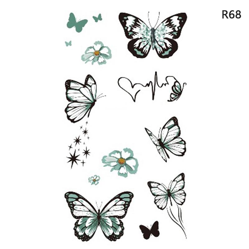 Waterproof Temporary Tattoo Stickers Black Butterfly Rose Transfer Flash Tatoo Women Sexy Neck Hand Chest Body Art Fake Tattoos