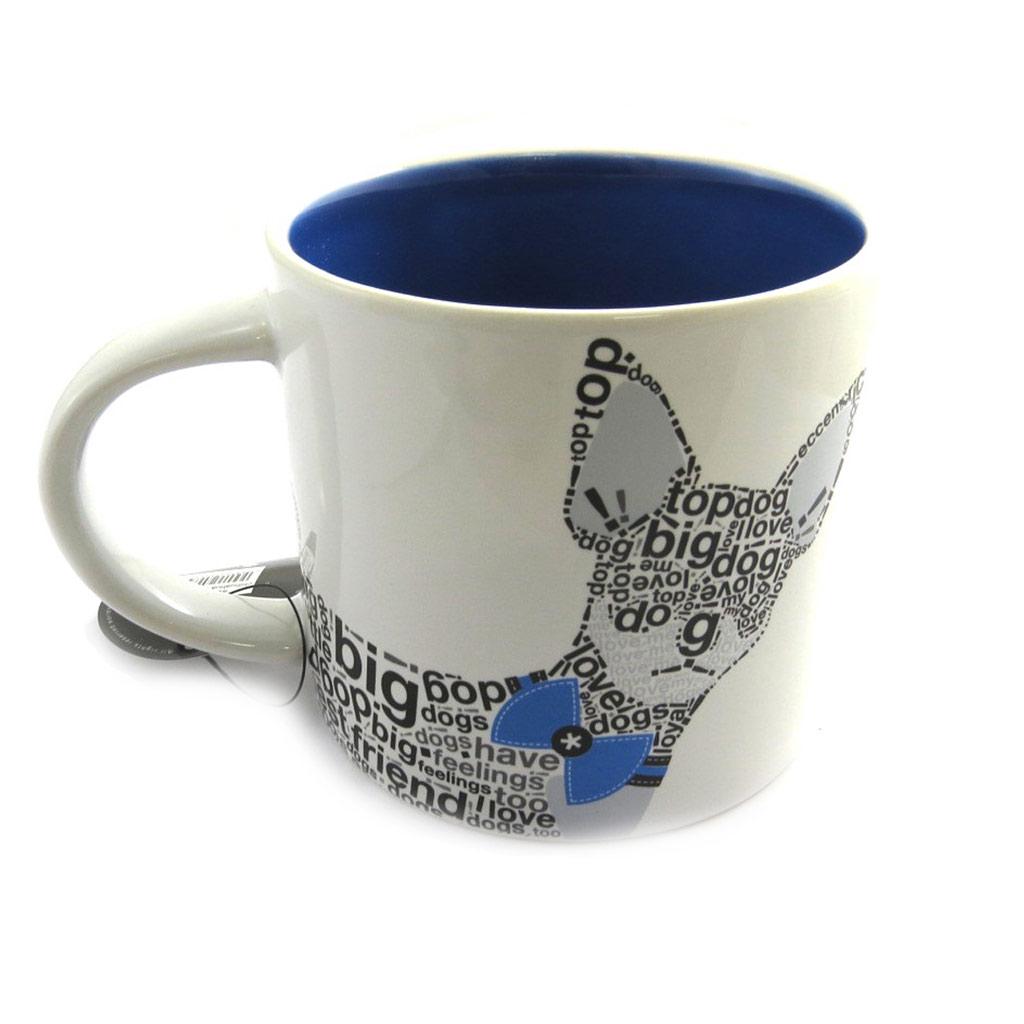 Les Trésors De Lily [M9881] - Mug céramique 'Wild about Words' (Chihuahua) bleu